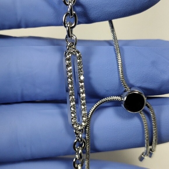 Sterling Silver Slider Bracelet | Swarovski Crystal | Adjustable Women's Jewelry - Picture 8 of 8